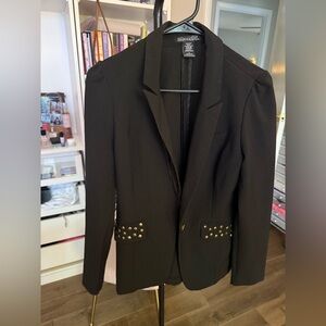 Black Blazer with Gold Stud Accents
